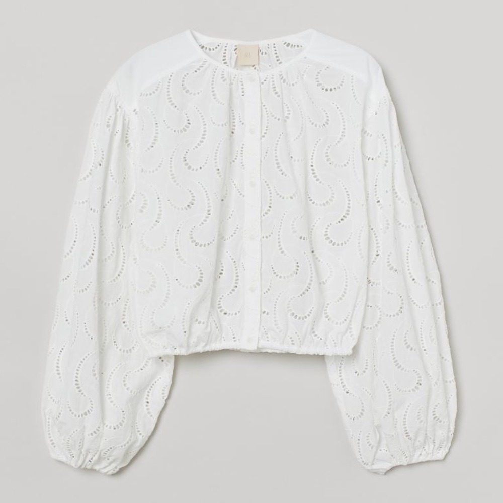H&M White Eyelet Blouse